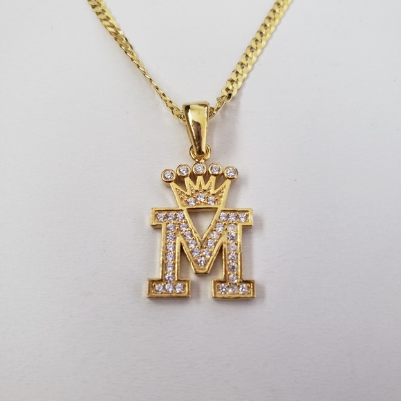 Jewelry - Sterling Silver Letter 'M' Crown pendant necklace